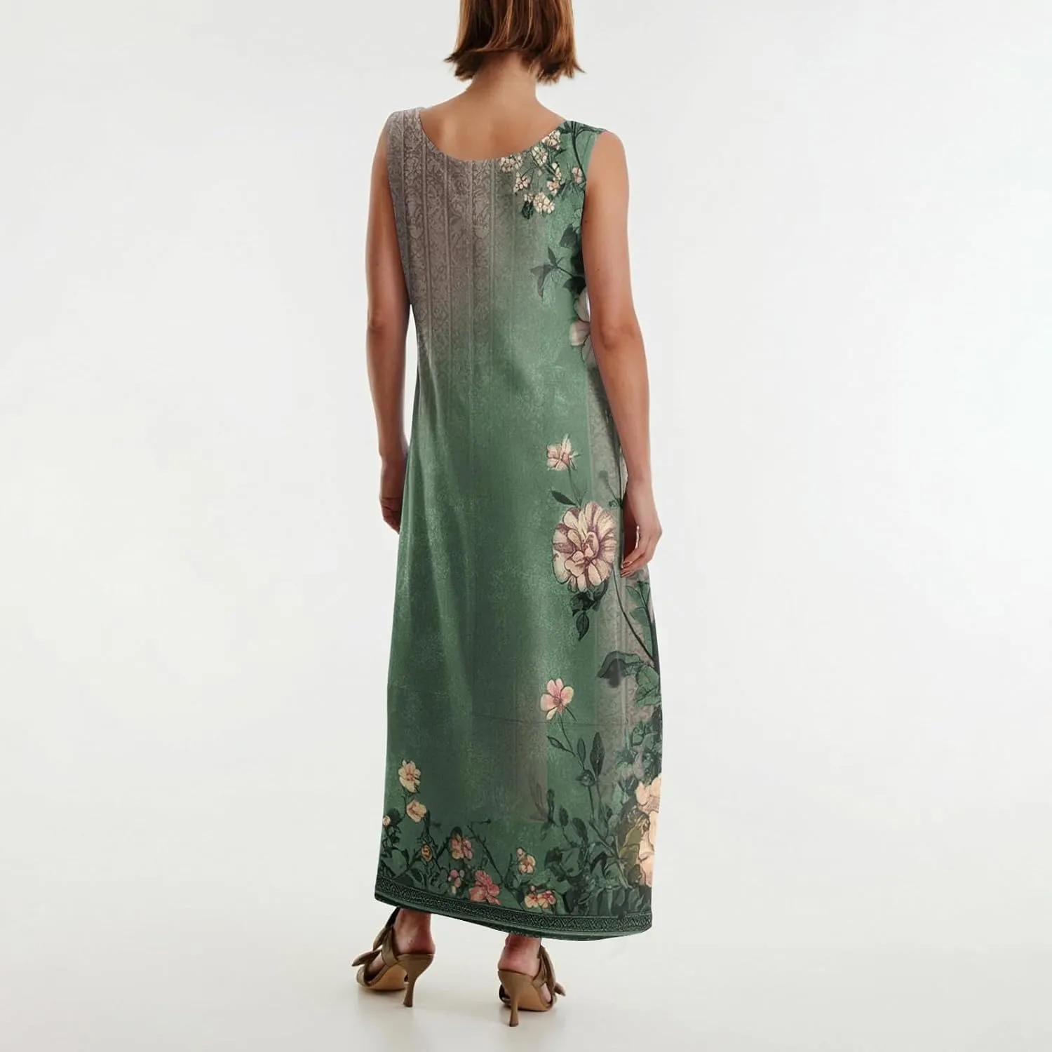 Summer Boho Dresses for Women 2025,Floral Spring Dresses for Women Scoop Neck Flowy Tank Sundress with Pocket S-XXL