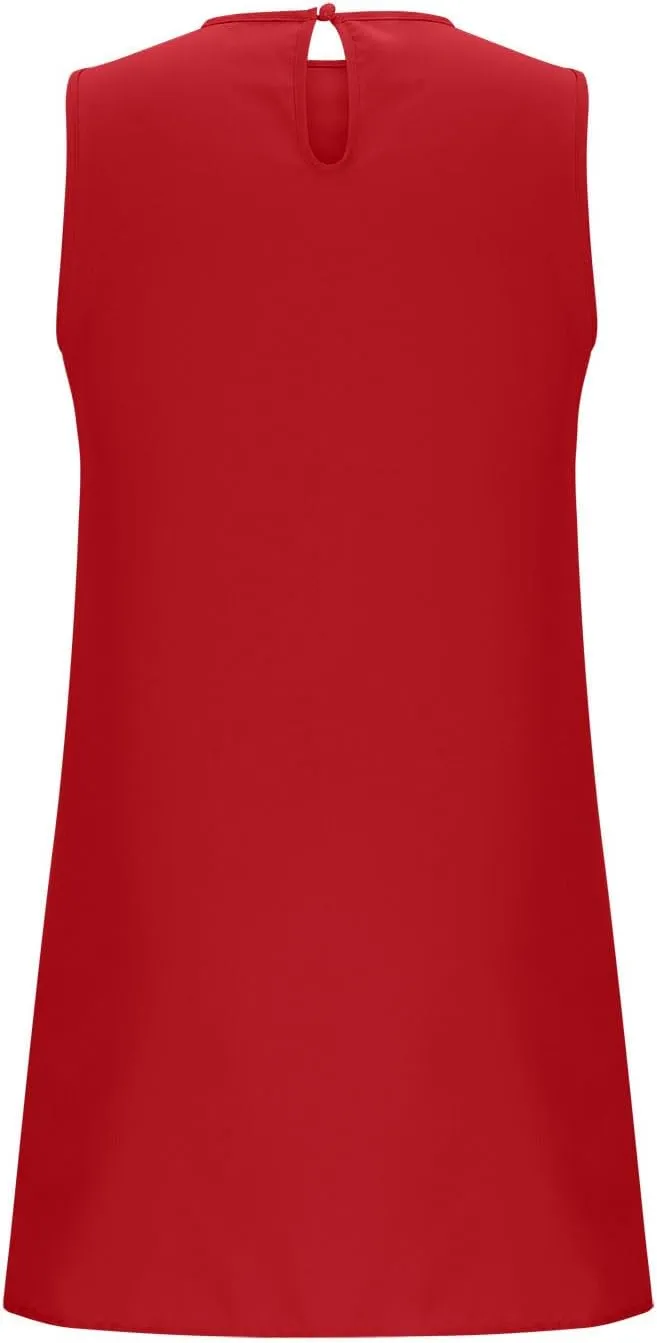 Summer Casual Sleeveless Tank Dresses for Women 2025 Crewneck Beach Vacation Sundresses A-Line Ruffle Hem Mini Dress