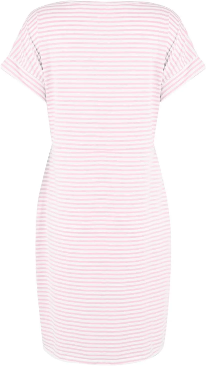 Summer Dresses for Women 2025 Casual Short Sleeve T Shirt Dress Tie Waist Belted Pencil Midi Dress with Pockets