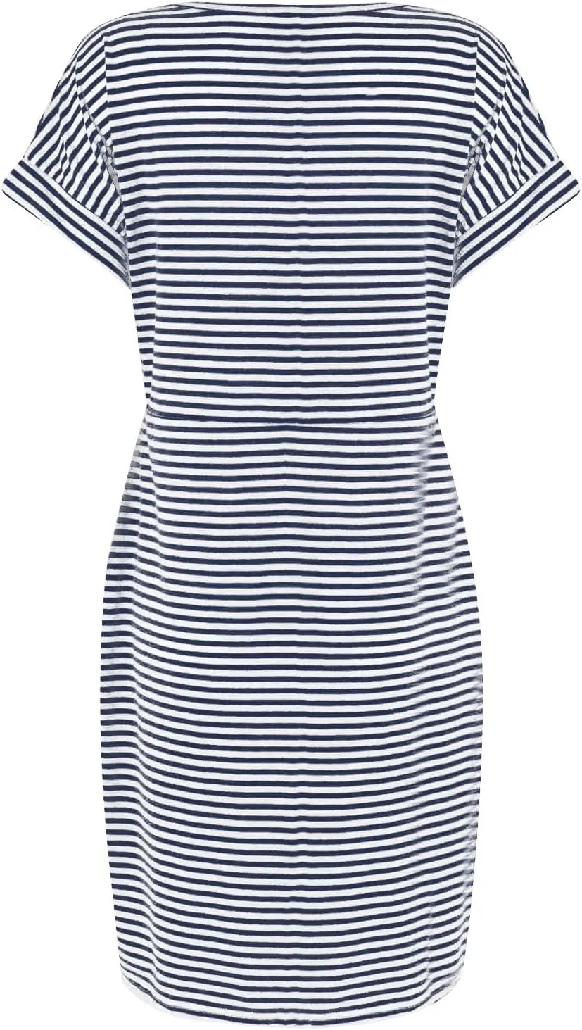 Summer Dresses for Women 2025 Casual Short Sleeve T Shirt Dress Tie Waist Belted Pencil Midi Dress with Pockets