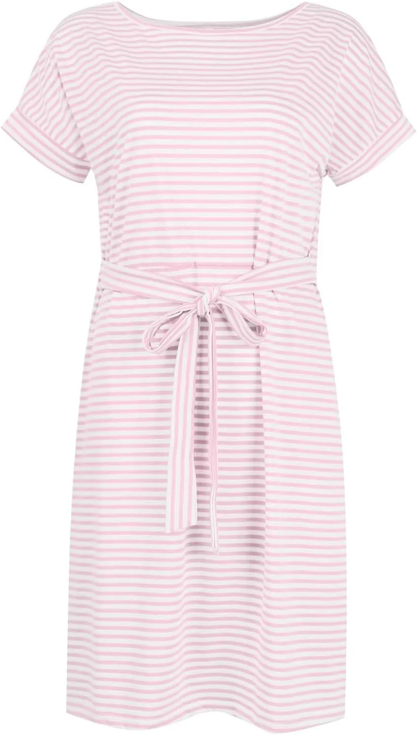 Summer Dresses for Women 2025 Casual Short Sleeve T Shirt Dress Tie Waist Belted Pencil Midi Dress with Pockets