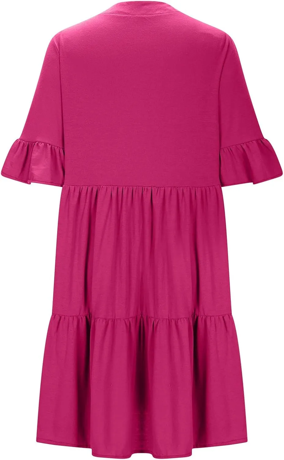 Summer Dresses for Women Casual Ruffle Sleeve Button Down Shirt Dress Tiered Flowy Shift Sundresses with Pockets