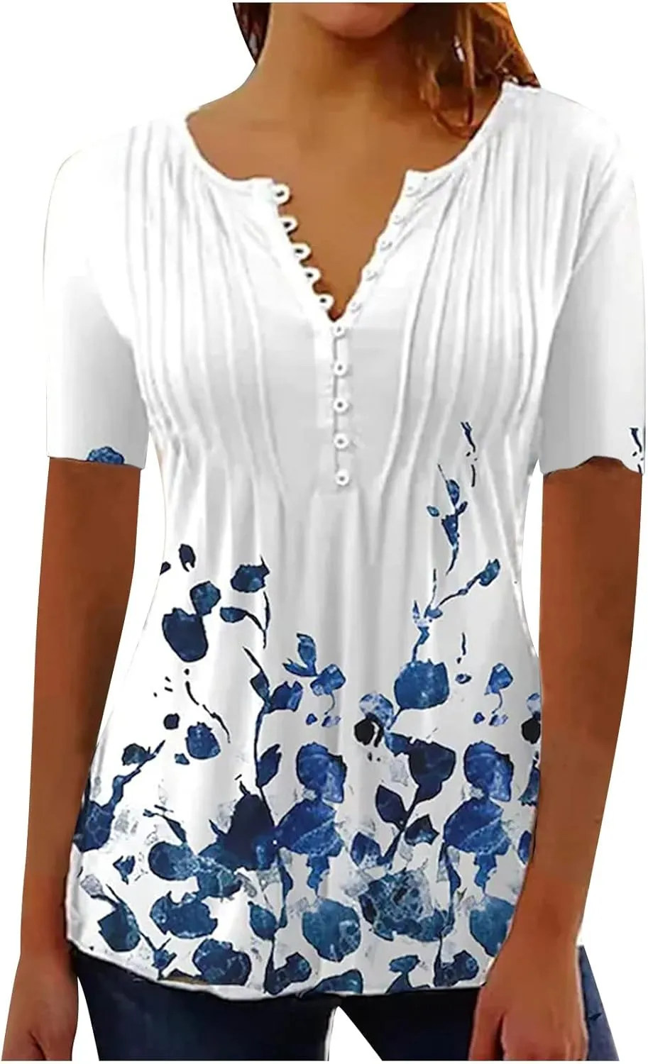 Summer Tops for Women 2025 Trendy Boho Floral Shirts Short Sleeve V Neck T-Shirt Graphic Tees Blouse