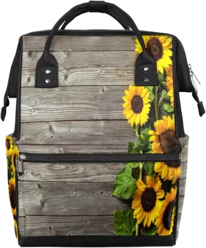 Sunflower Board Diaper Bag Tote Large Capacity Waterproof with Adjustable Shoulder Strap and Pram Straps Mommy Bag for Hospital Beach Weekender Travel