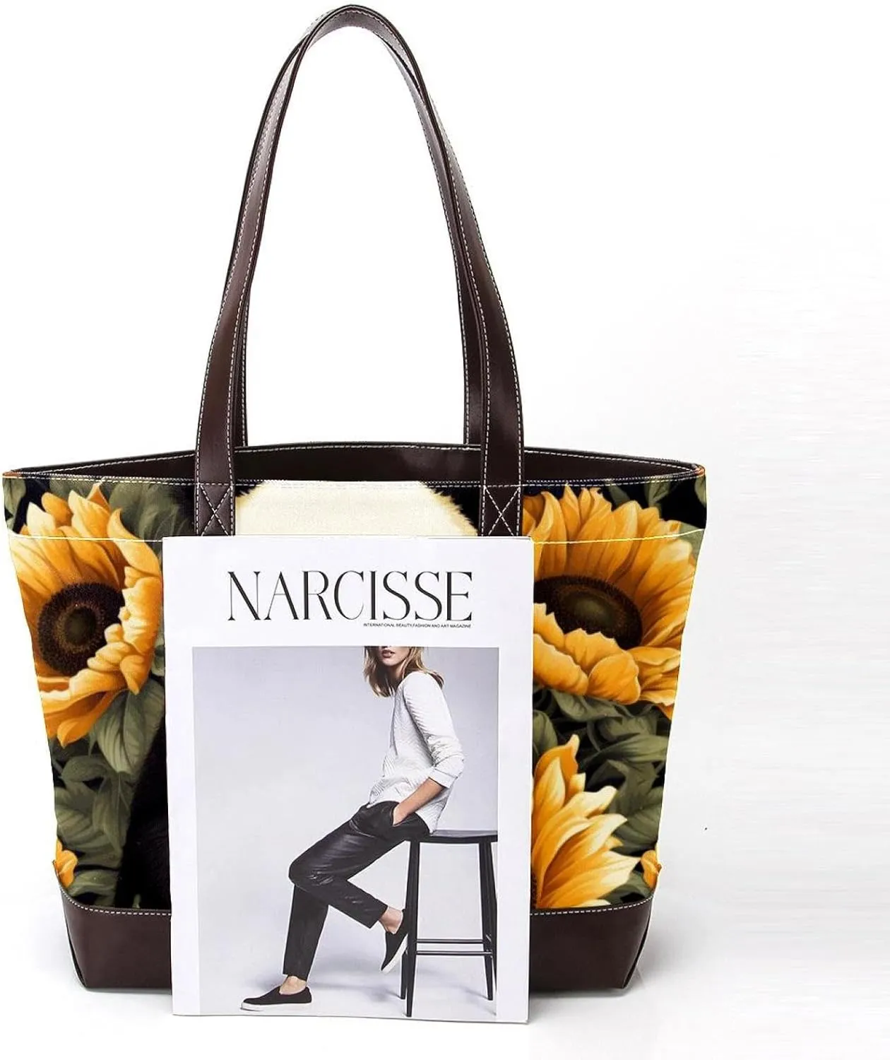 Sunflower Panda-595 Tote Bags Durable Leather Canvas Purses and Handbags for Women Top Handle Shoulder Satchel Hobo Bags