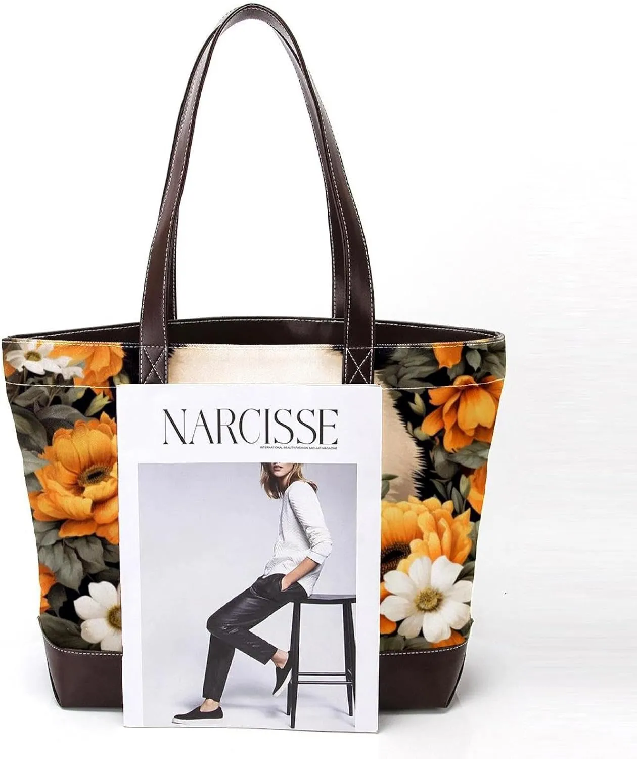 Sunflower Panda-595 Tote Bags Durable Leather Canvas Purses and Handbags for Women Top Handle Shoulder Satchel Hobo Bags