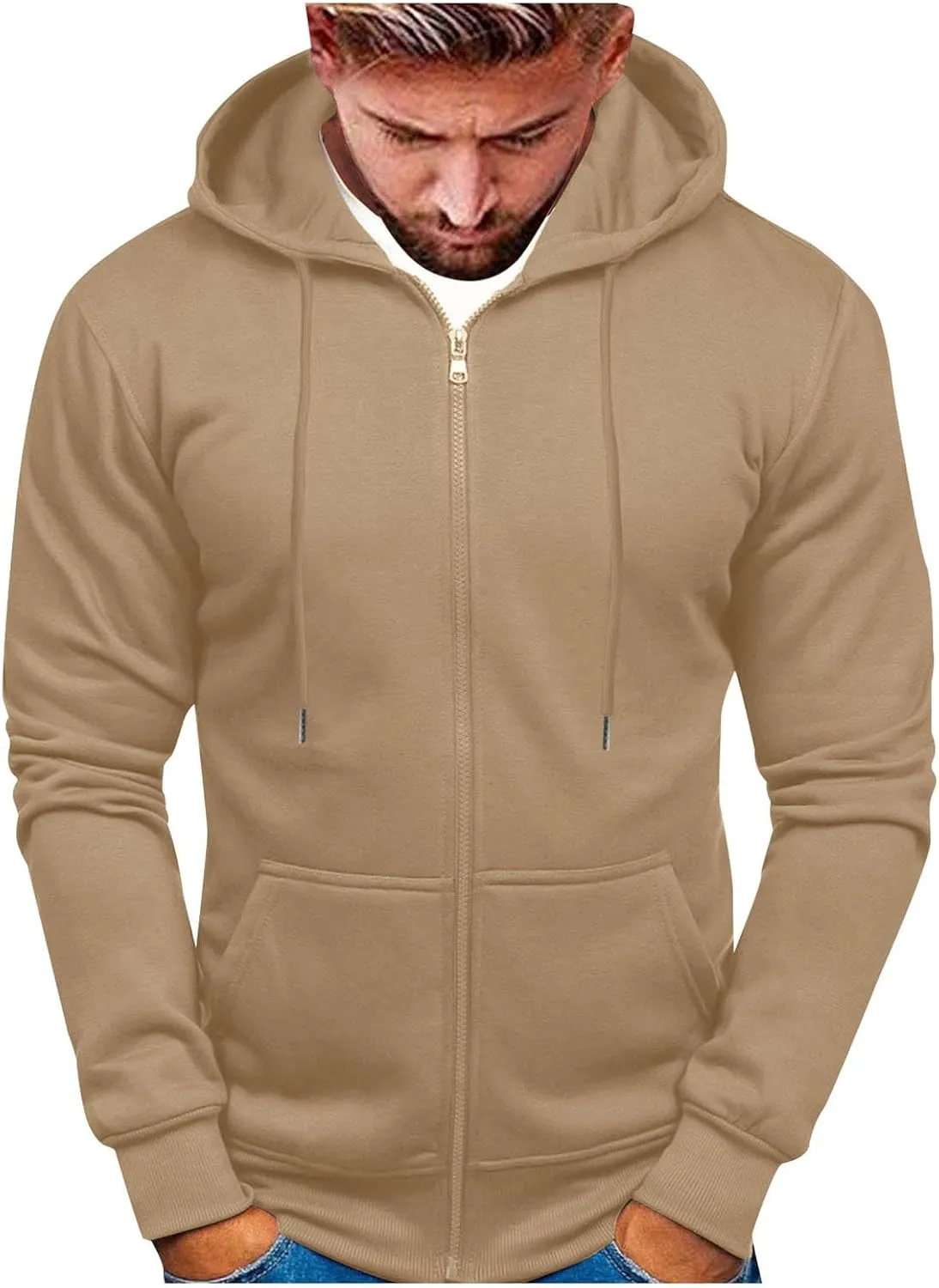 Sweatshirts for Men Hoodies Zipper,Mens Hooded Sweatshirts Fleece Hoodies Athletic Winter Long Sleeve Zip Up Pullover