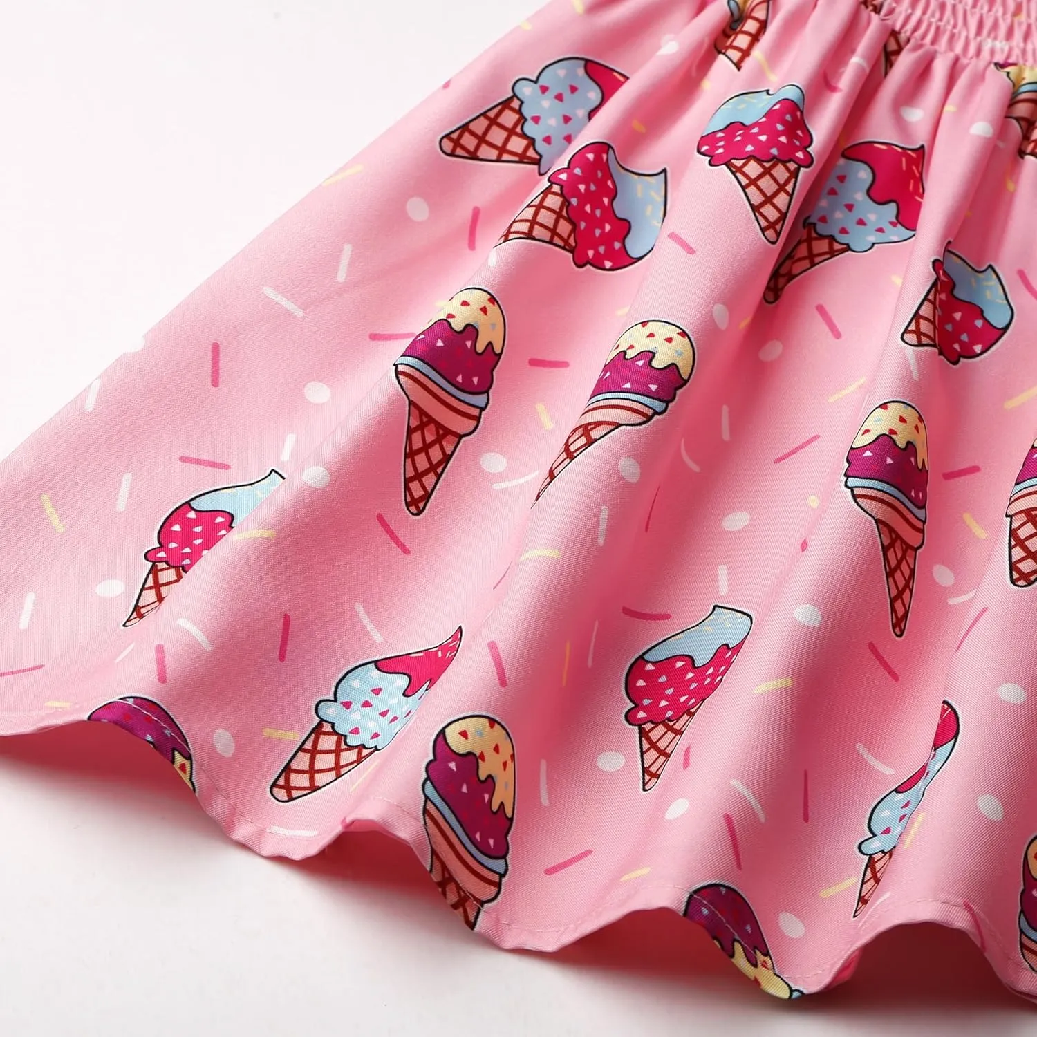 Toddler Little Girls Summer Dresses Floral Ruffle Sleeve A-Line Sundress Smocked Swing Birthday Outfits Dress 2-7 Years