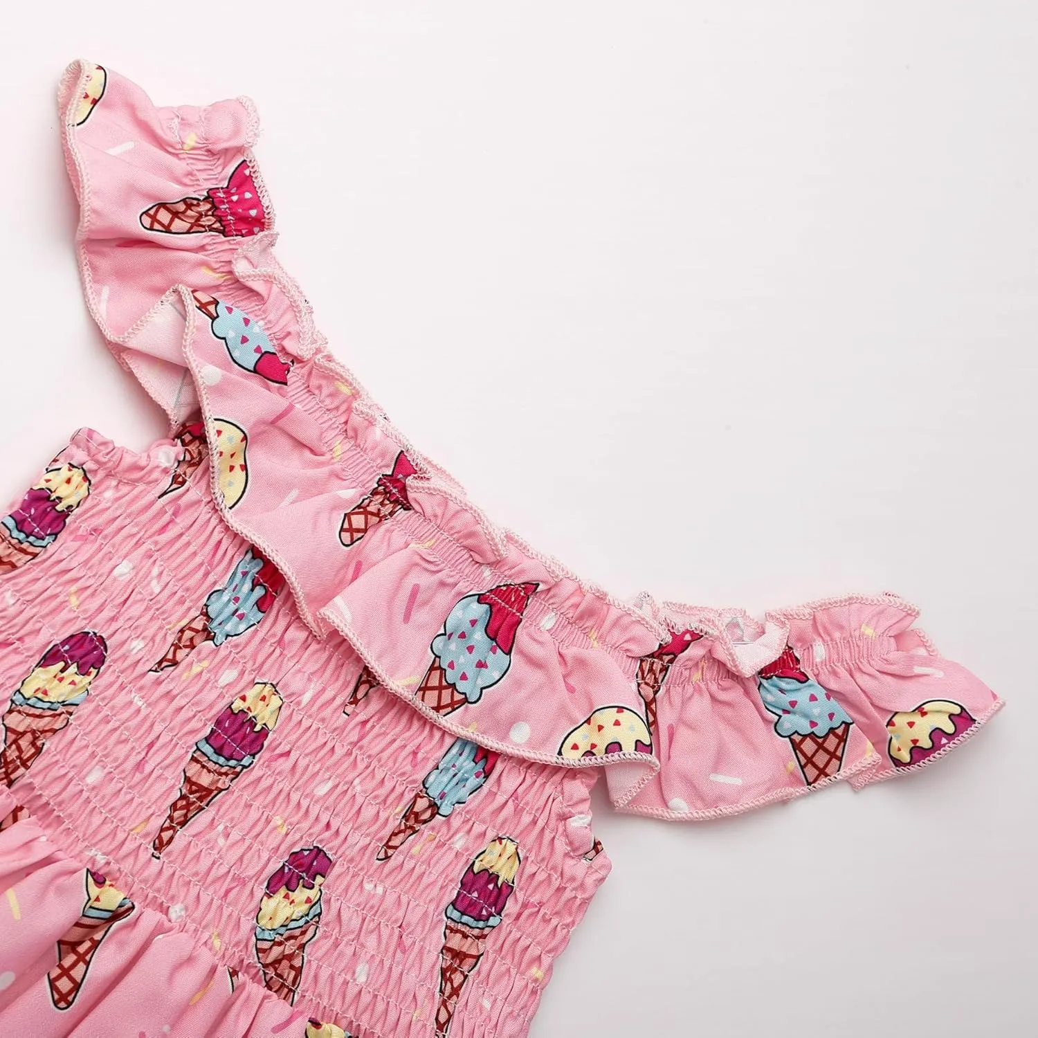 Toddler Little Girls Summer Dresses Floral Ruffle Sleeve A-Line Sundress Smocked Swing Birthday Outfits Dress 2-7 Years