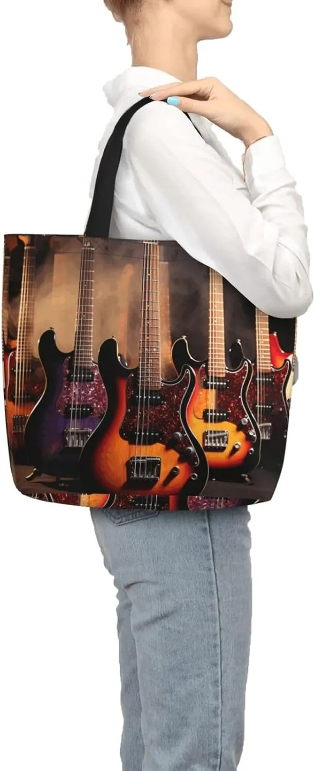 Tote Bag for Women Reusable Grocery Bags Cute Animal Fox Flower Tote Bag with Inner Pocket Travel Tote for Shopping