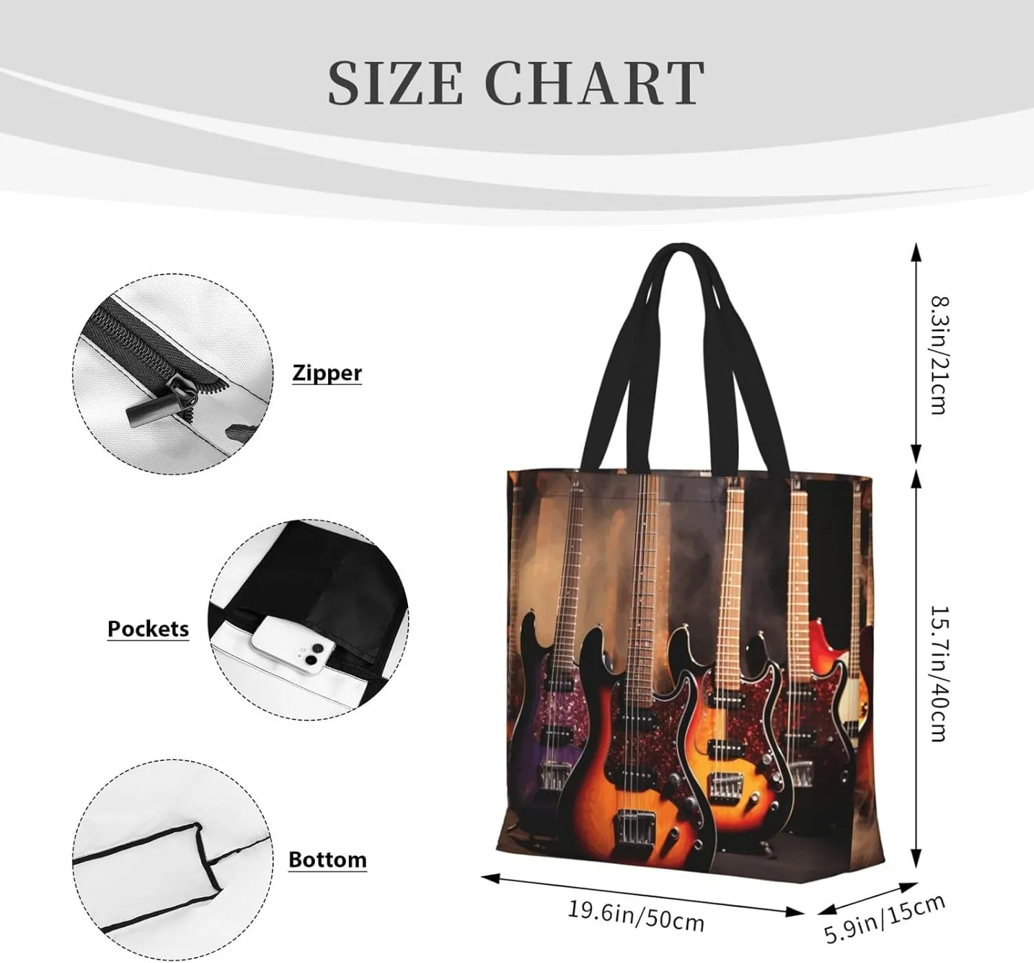 Tote Bag for Women Reusable Grocery Bags Cute Animal Fox Flower Tote Bag with Inner Pocket Travel Tote for Shopping