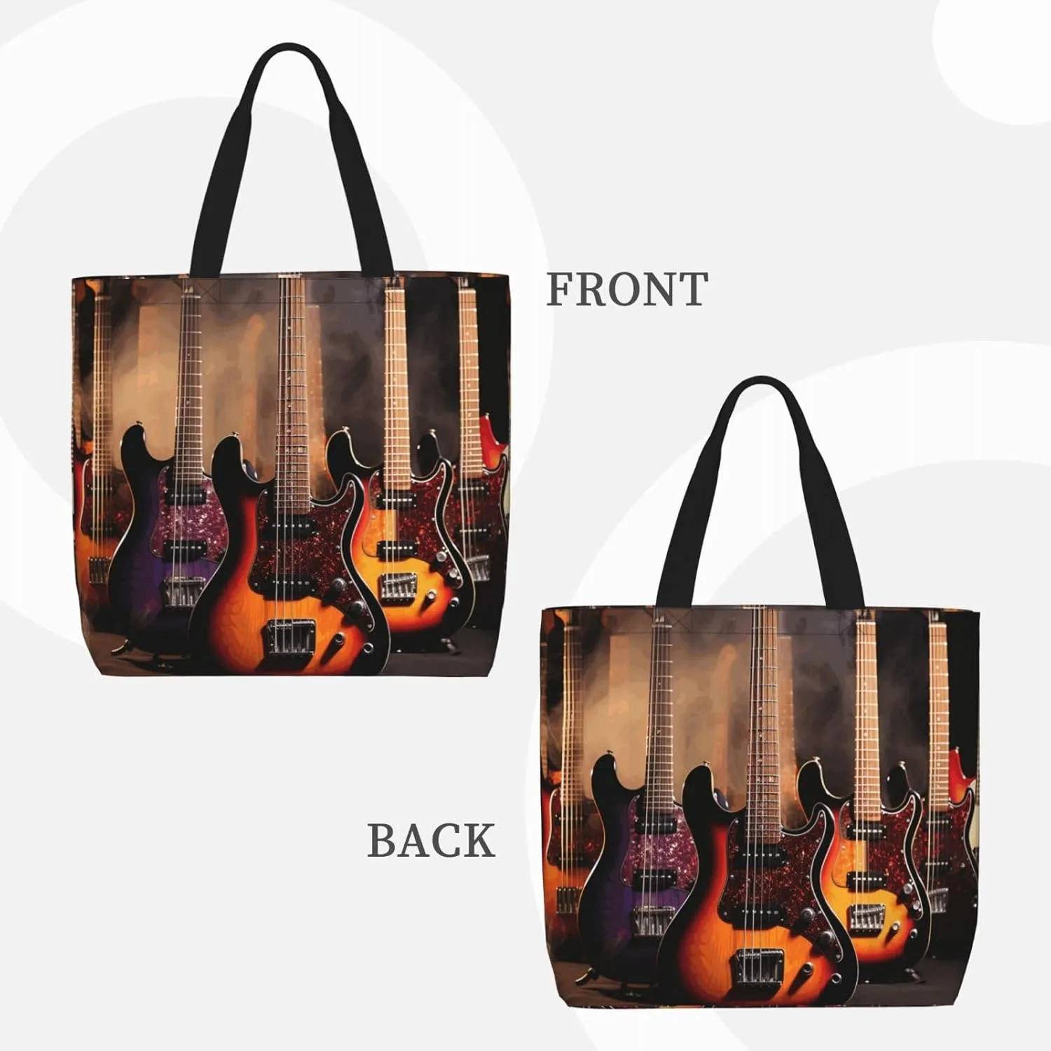 Tote Bag for Women Reusable Grocery Bags Cute Animal Fox Flower Tote Bag with Inner Pocket Travel Tote for Shopping