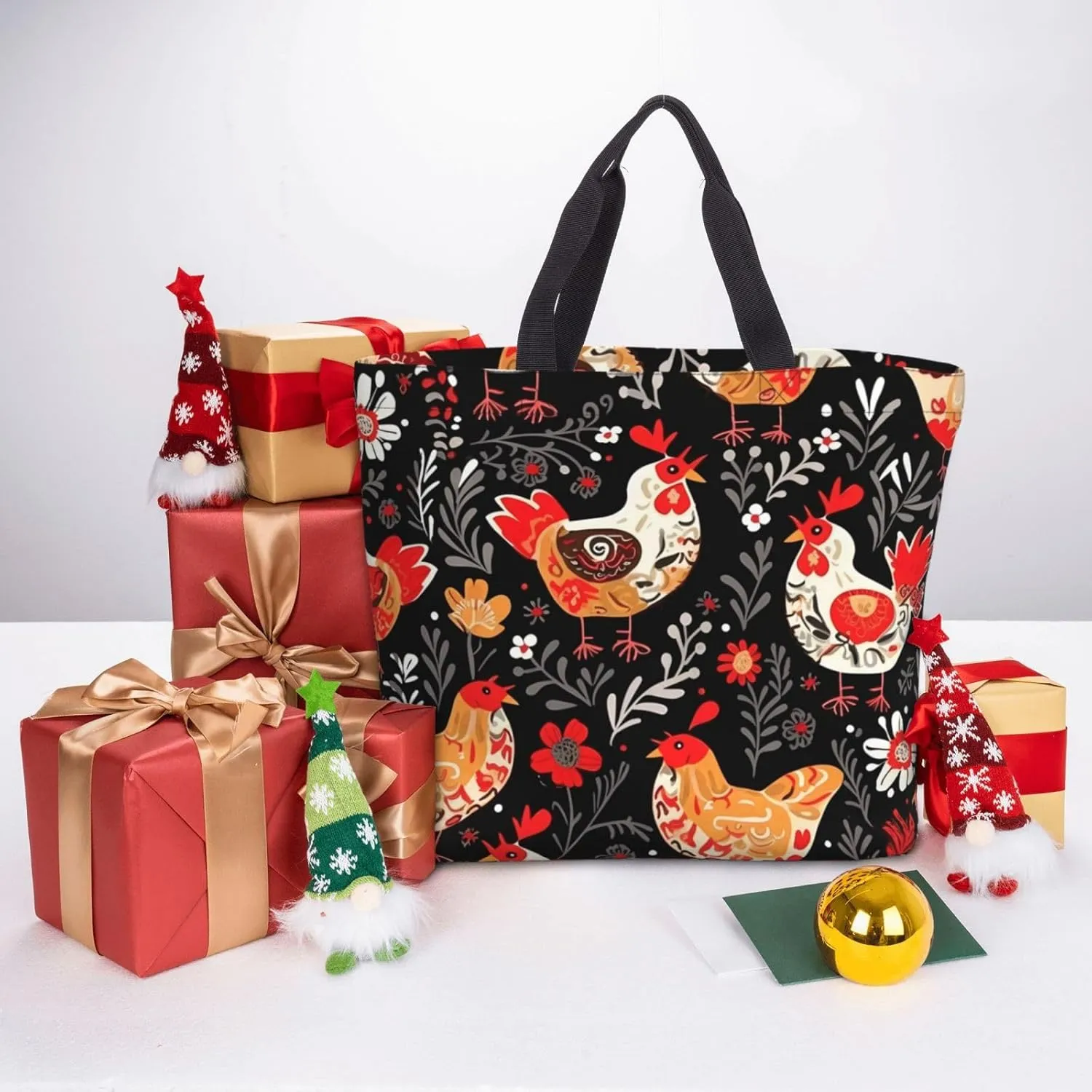 Tote Bag for Women Reusable Grocery Bags Dragonflies Grey Tote Bag with Inner Pocket Travel Tote for Shopping