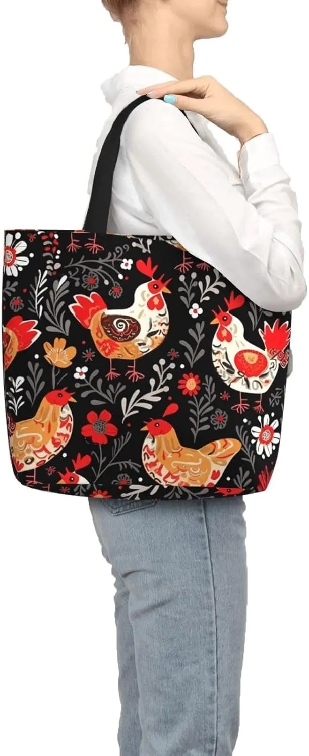 Tote Bag for Women Reusable Grocery Bags Dragonflies Grey Tote Bag with Inner Pocket Travel Tote for Shopping