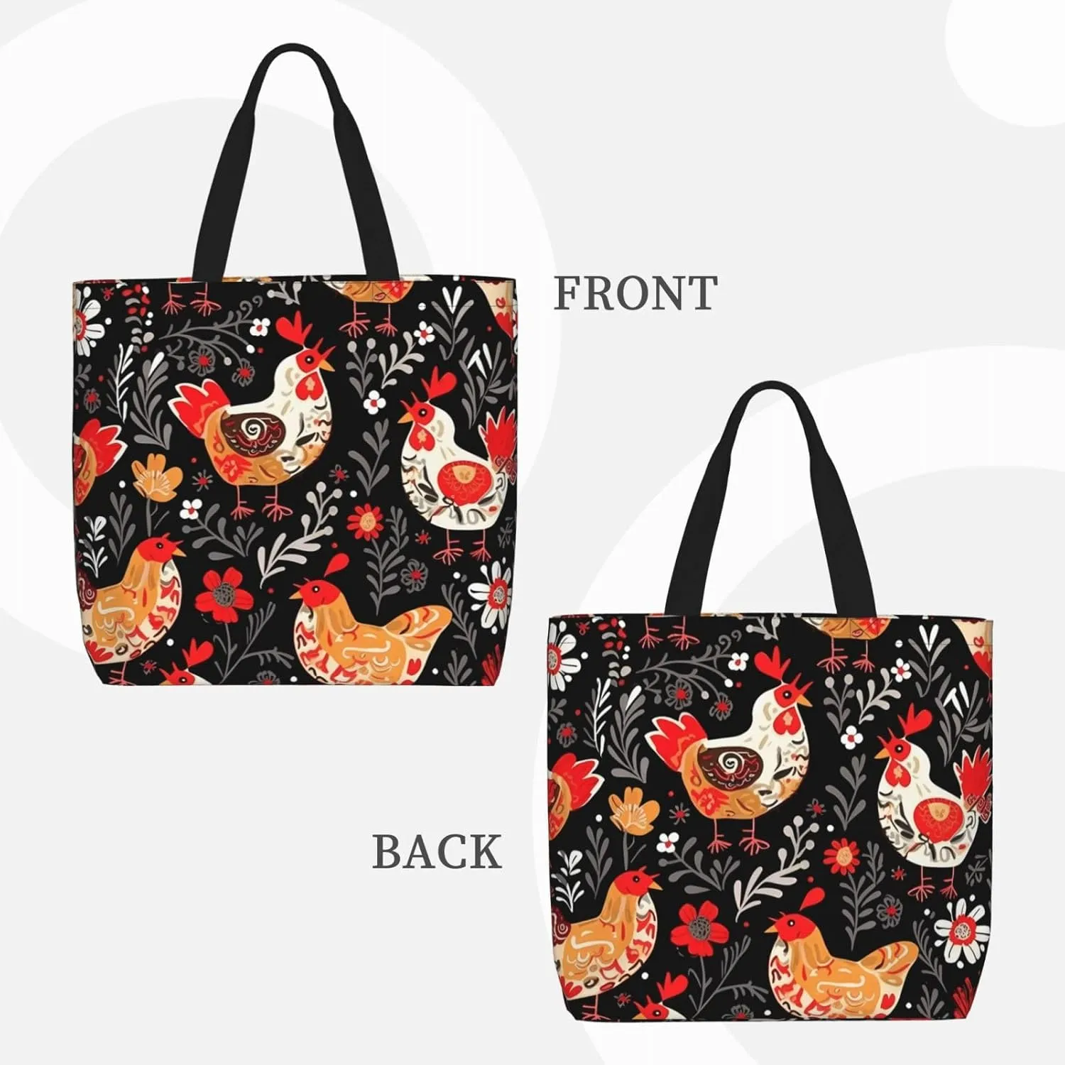 Tote Bag for Women Reusable Grocery Bags Dragonflies Grey Tote Bag with Inner Pocket Travel Tote for Shopping