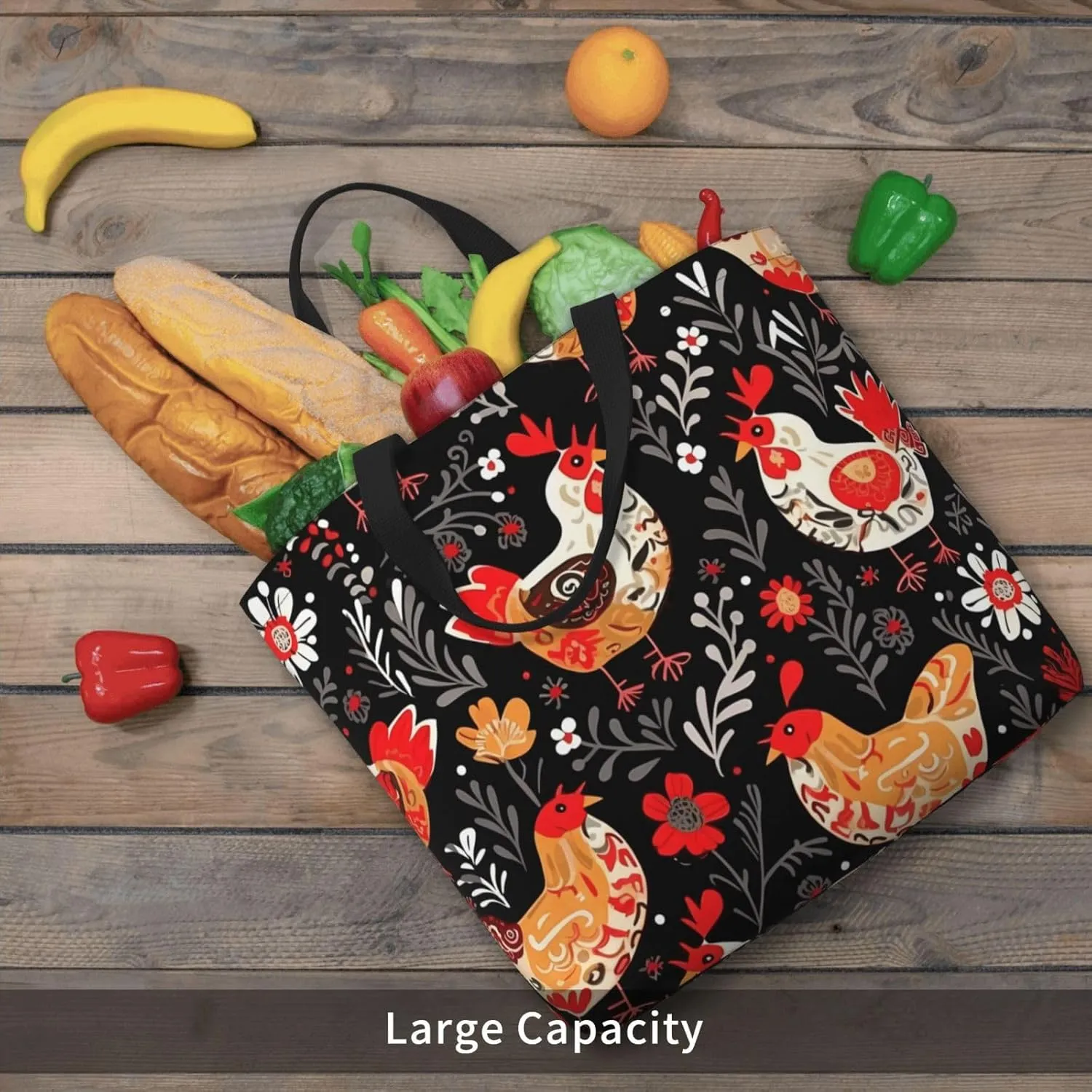 Tote Bag for Women Reusable Grocery Bags Dragonflies Grey Tote Bag with Inner Pocket Travel Tote for Shopping