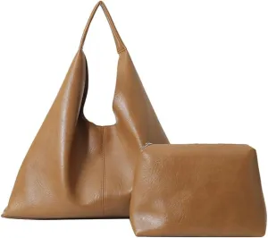 Tote Bags for Women Vegan Leather 2pcs Top Handle Satchel Purse Oversized Shoulder Handbag Hobo Bags
