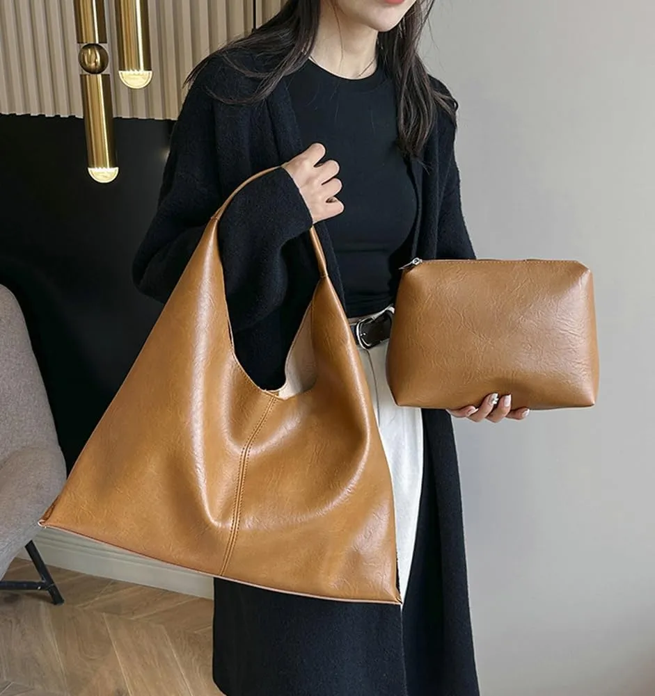 Tote Bags for Women Vegan Leather 2pcs Top Handle Satchel Purse Oversized Shoulder Handbag Hobo Bags