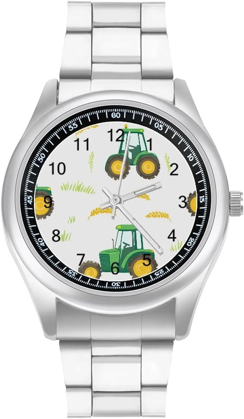 Tractors Farm Wheat Stainless Steel Strap Simple Business Watches for Men Easy Reader Work Casual Watch