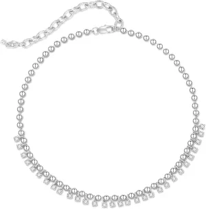 Trendy Necklaces for Women, Dainty Silver Pearl CZ Gold Heart Chain Choker Necklaces Jewelry for Her