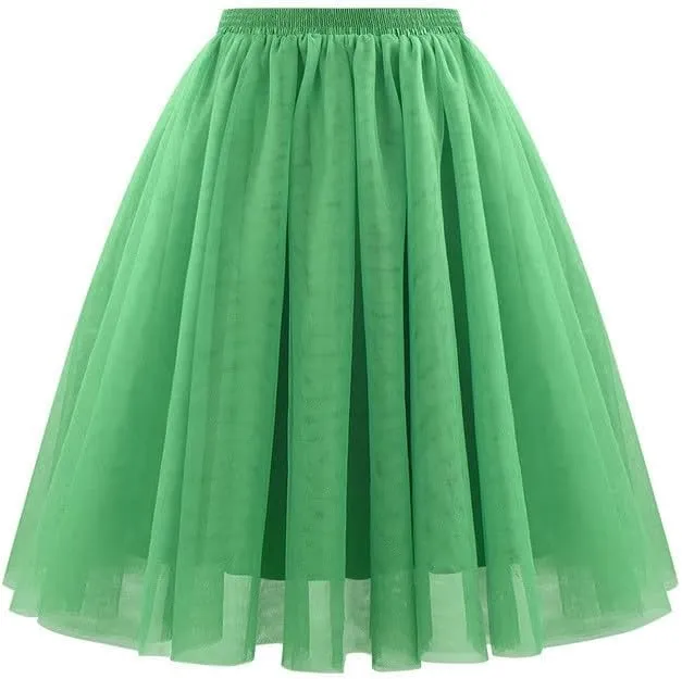 Tulle Midi Skirt Women Flowing Skirt Elegant Formal Party Evening