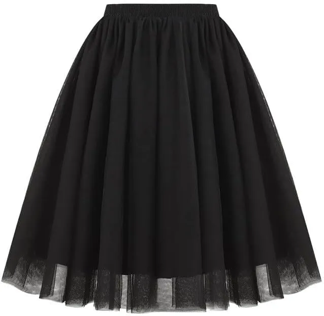 Tulle Midi Skirt Women Flowing Skirt Elegant Formal Party Evening