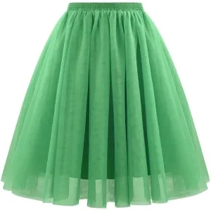 Tulle Midi Skirt Women Flowing Skirt Elegant Formal Party Evening