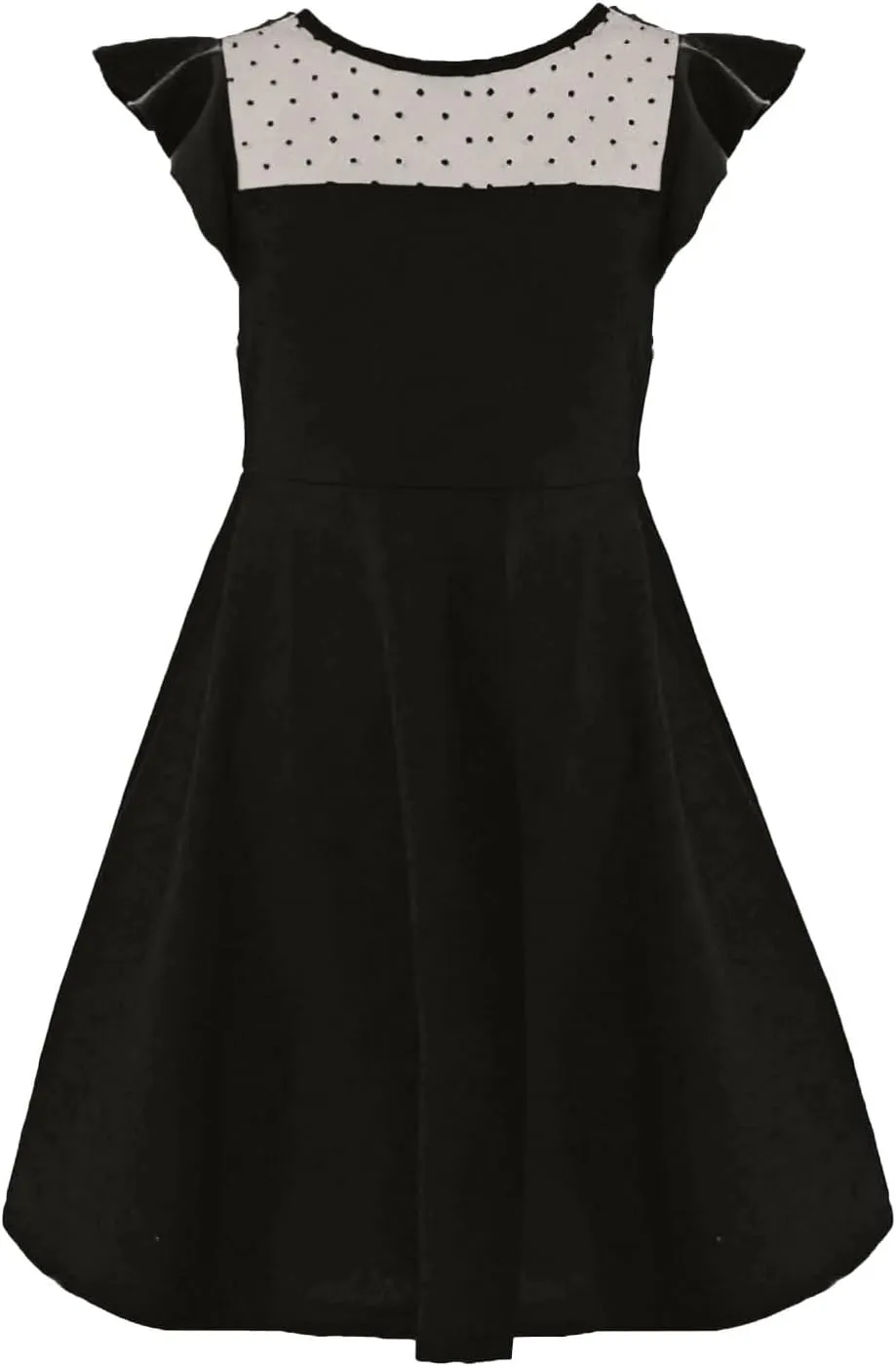 Tween Girl Summer Party Dress Flutter Sleeve A Line Mesh Formal Dress Cute Kids Wedding Dresses 3-12 Years