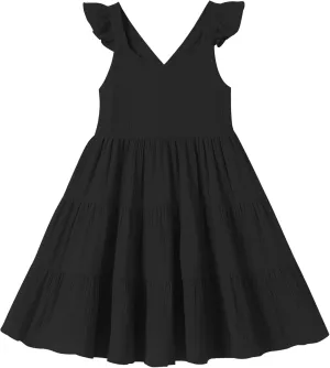 Unikaka Baby Girls Dresses Ruffle Sleeveless Toddler Princess Party Dresses Little Girls Beach Casual Summer Sundress 2-6Y