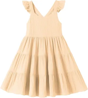 Unikaka Baby Girls Dresses Ruffle Sleeveless Toddler Princess Party Dresses Little Girls Beach Casual Summer Sundress 2-6Y