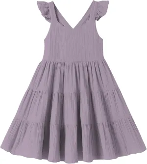 Unikaka Baby Girls Dresses Ruffle Sleeveless Toddler Princess Party Dresses Little Girls Beach Casual Summer Sundress 2-6Y