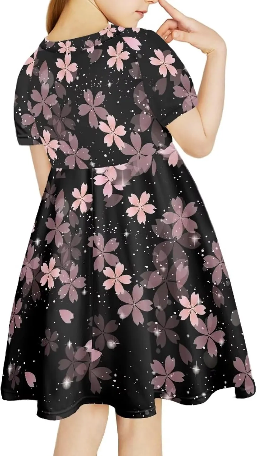 Upetstory Girls Dress Short Sleeve Summer Dresses for 3-14 Years
