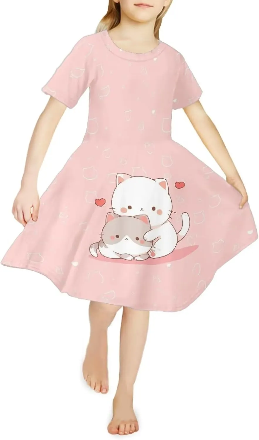Upetstory Girls Dress Short Sleeve Summer Dresses for 3-14 Years