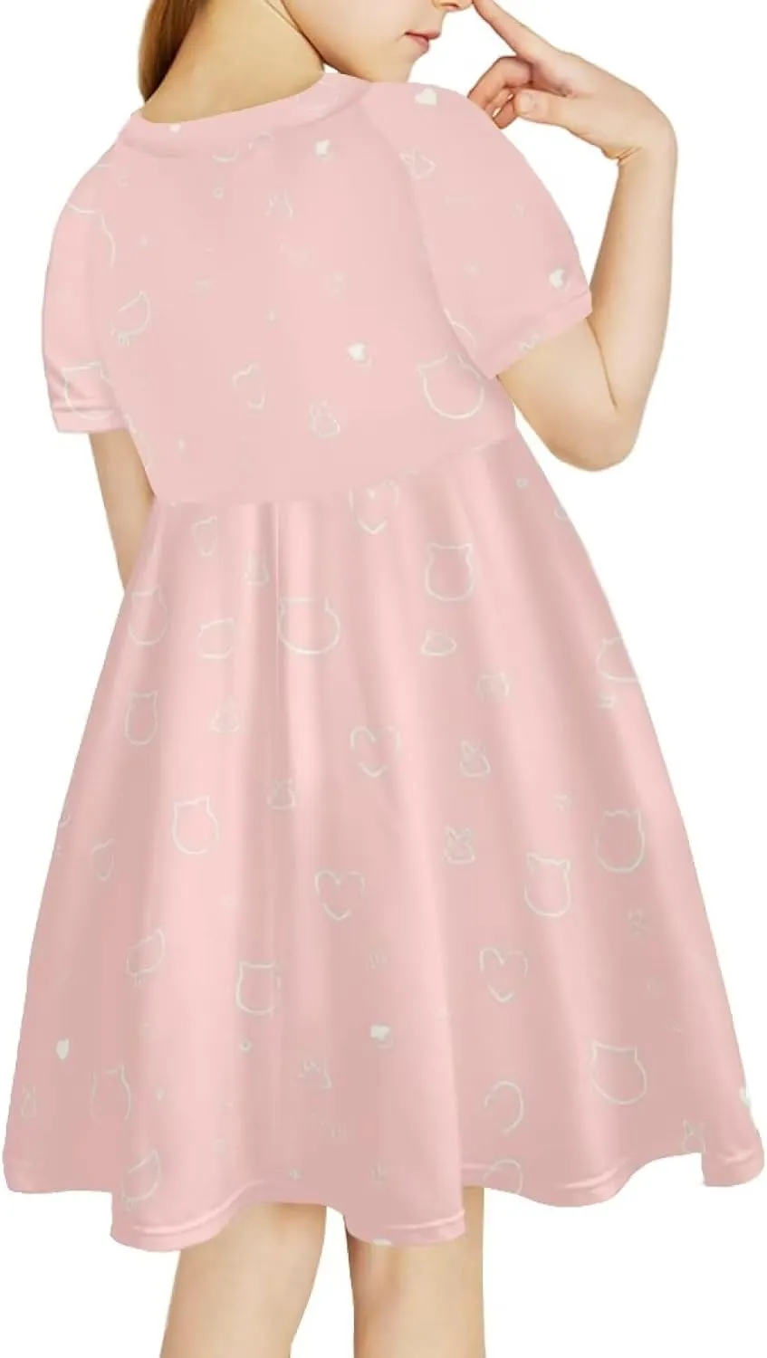 Upetstory Girls Dress Short Sleeve Summer Dresses for 3-14 Years
