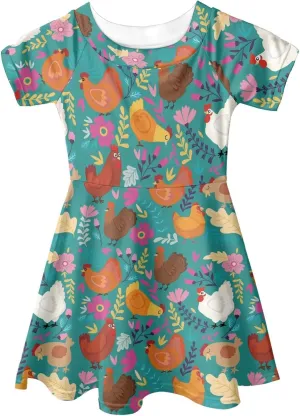 Upetstory Girls Dress Short Sleeve Summer Dresses for 3-14 Years