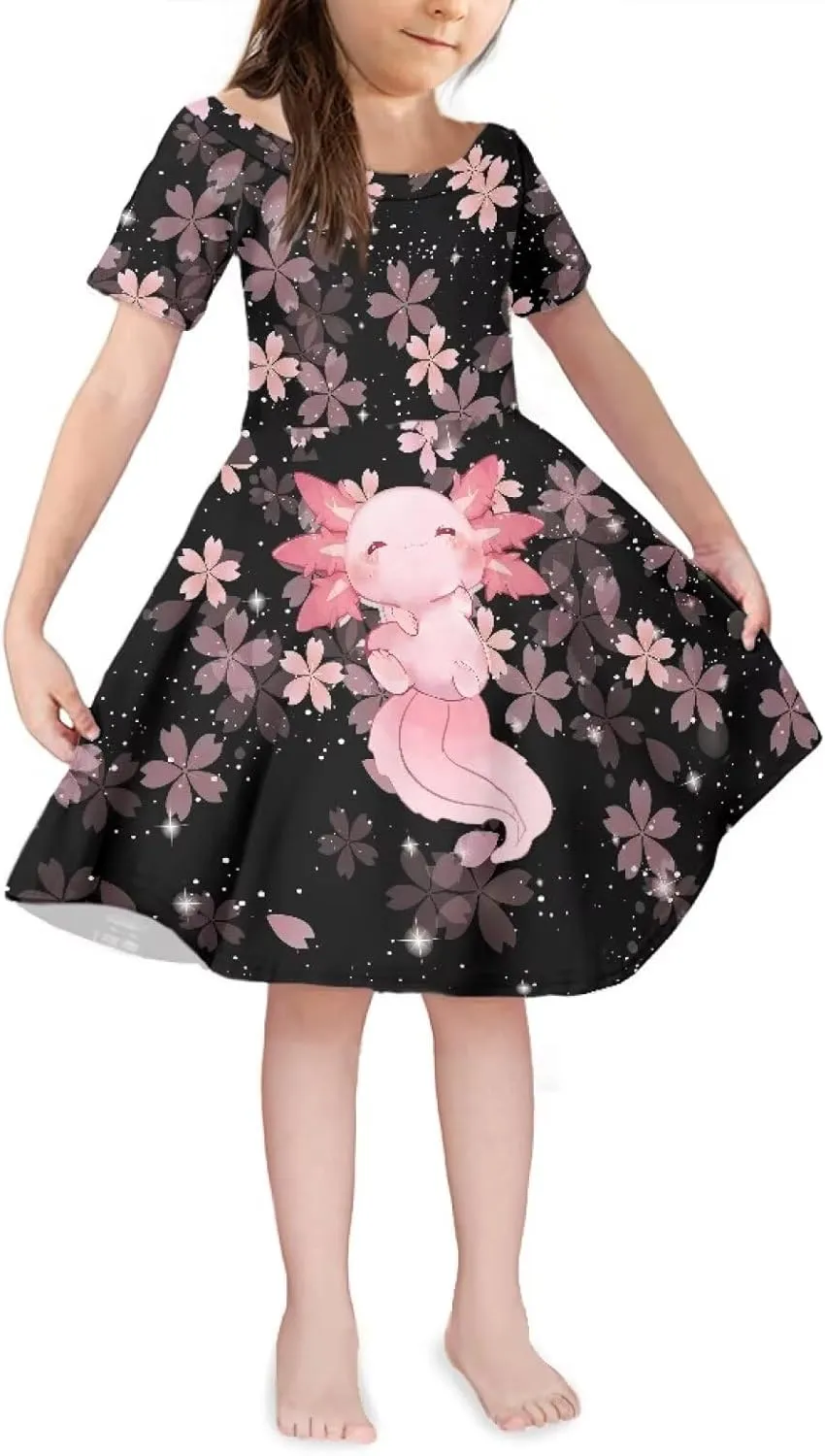 Upetstory Girls Dress Short Sleeve Summer Dresses for 3-14 Years