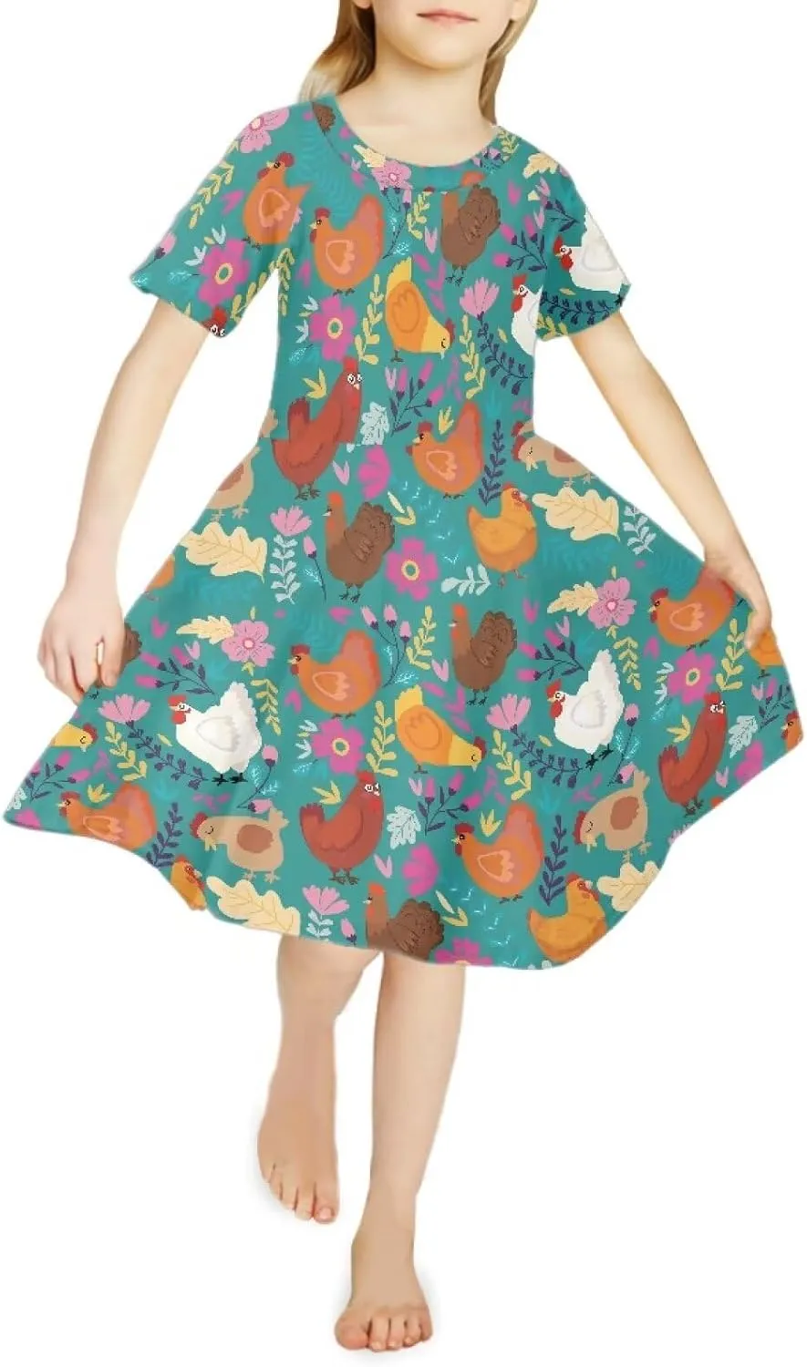 Upetstory Girls Dress Short Sleeve Summer Dresses for 3-14 Years