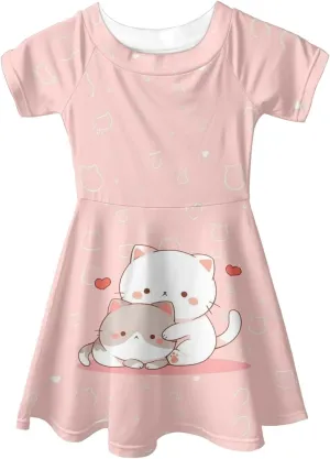 Upetstory Girls Dress Short Sleeve Summer Dresses for 3-14 Years