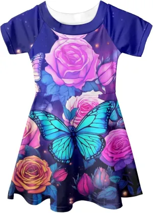 Upetstory Girls Dress Short Sleeve Summer Dresses for 3-14 Years