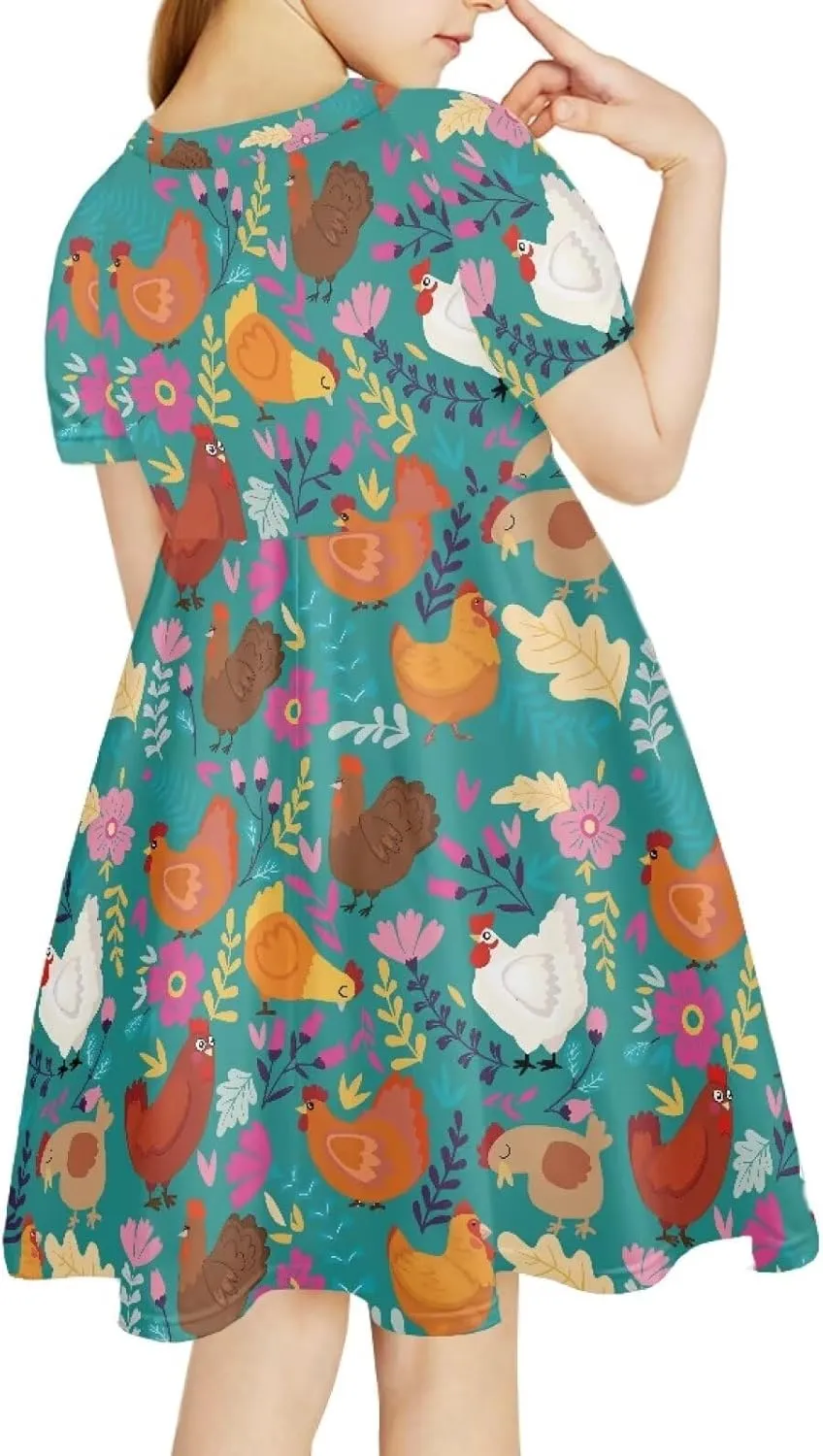 Upetstory Girls Dress Short Sleeve Summer Dresses for 3-14 Years