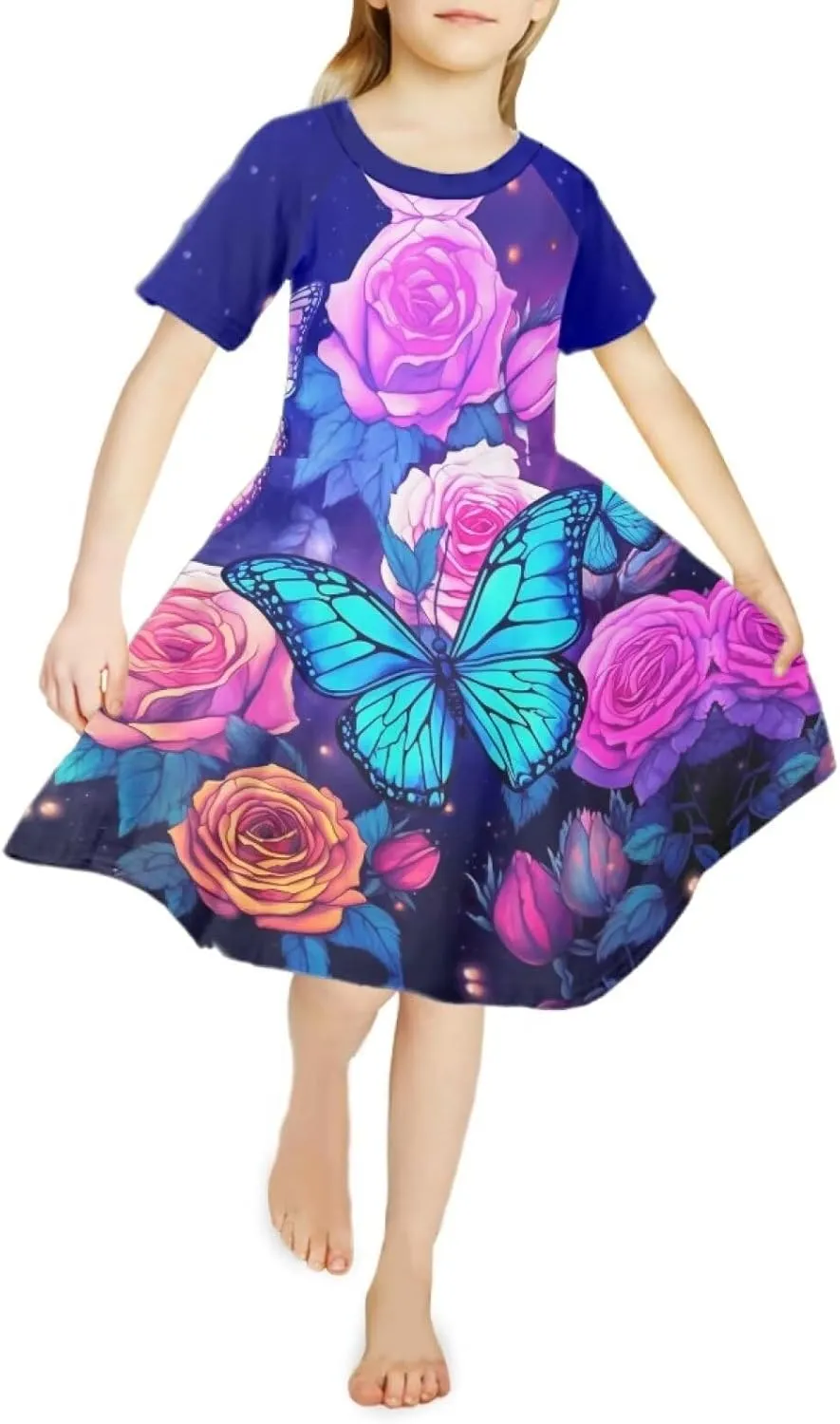 Upetstory Girls Dress Short Sleeve Summer Dresses for 3-14 Years