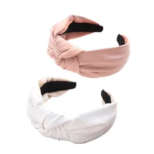 VALICLUD 2pcs Makeup Spa Hairbands Stylish PU Leather Knotted Headbands for Women for Face Washing Sports Yoga Beauty Routines Adorable Design