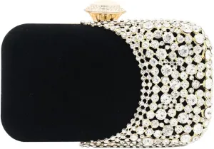 Velvet Evening Bags Women Rhinestone Crystal Embellished Clutch Purses Glitter Chain Handbag Party Wedding 2025