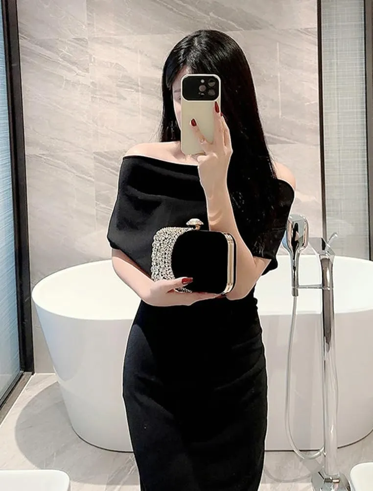 Velvet Evening Bags Women Rhinestone Crystal Embellished Clutch Purses Glitter Chain Handbag Party Wedding 2025
