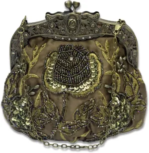 Vintage 1920s Beaded Evening Bag Pearl Clutch Bag for Women Bridal Wedding Purse Sequin Rhinestone Handbag