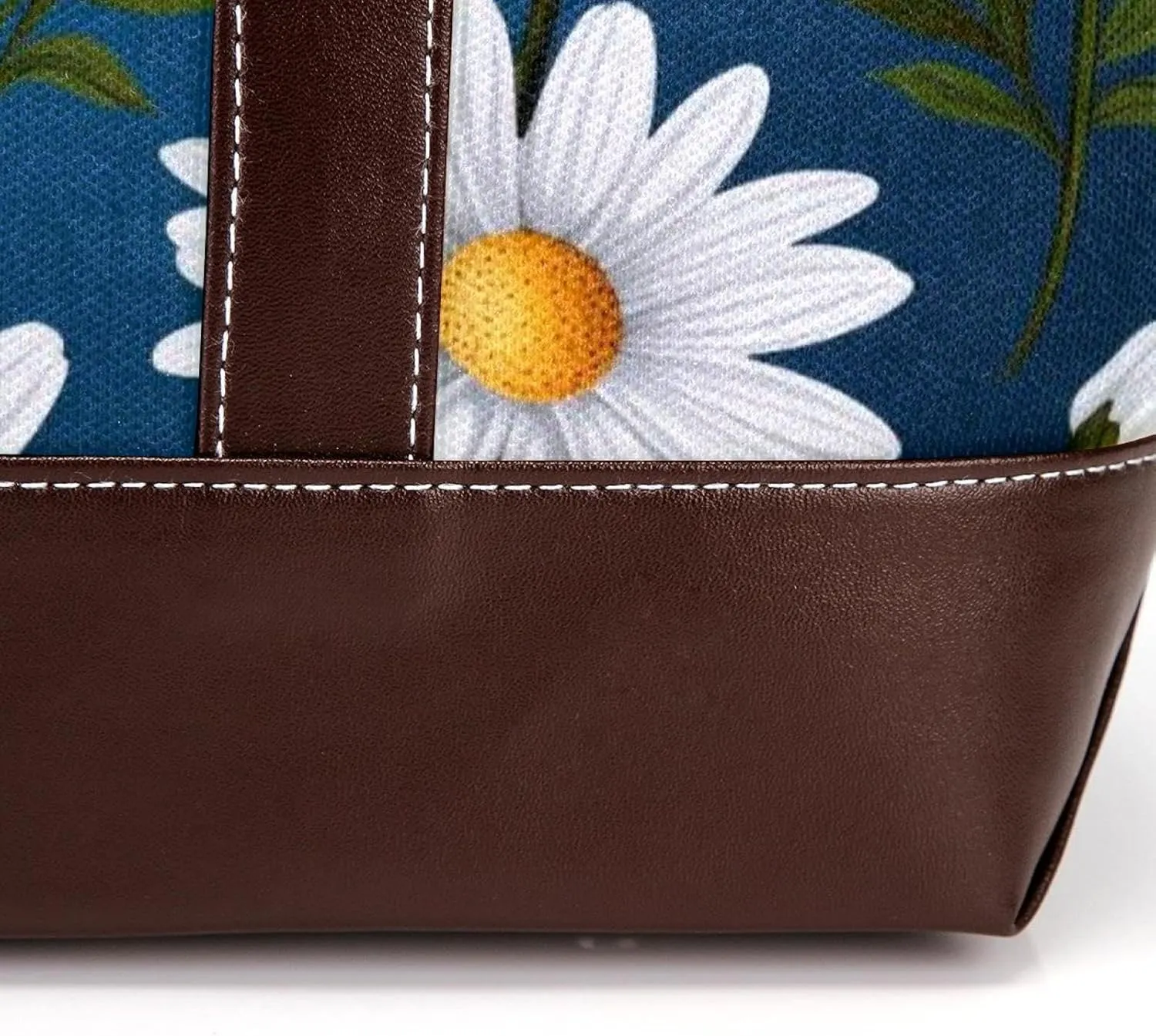 White Daisy-265 Tote Bags Durable Leather Canvas Purses and Handbags for Women Top Handle Shoulder Satchel Hobo Bags