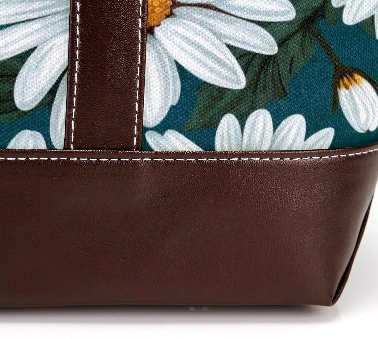 White Daisy-265 Tote Bags Durable Leather Canvas Purses and Handbags for Women Top Handle Shoulder Satchel Hobo Bags
