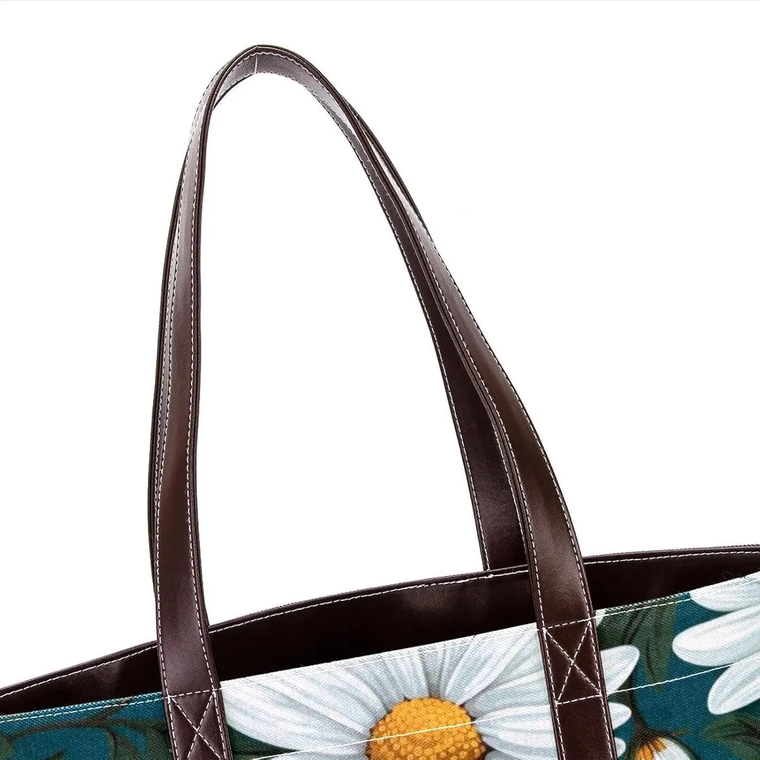 White Daisy-265 Tote Bags Durable Leather Canvas Purses and Handbags for Women Top Handle Shoulder Satchel Hobo Bags