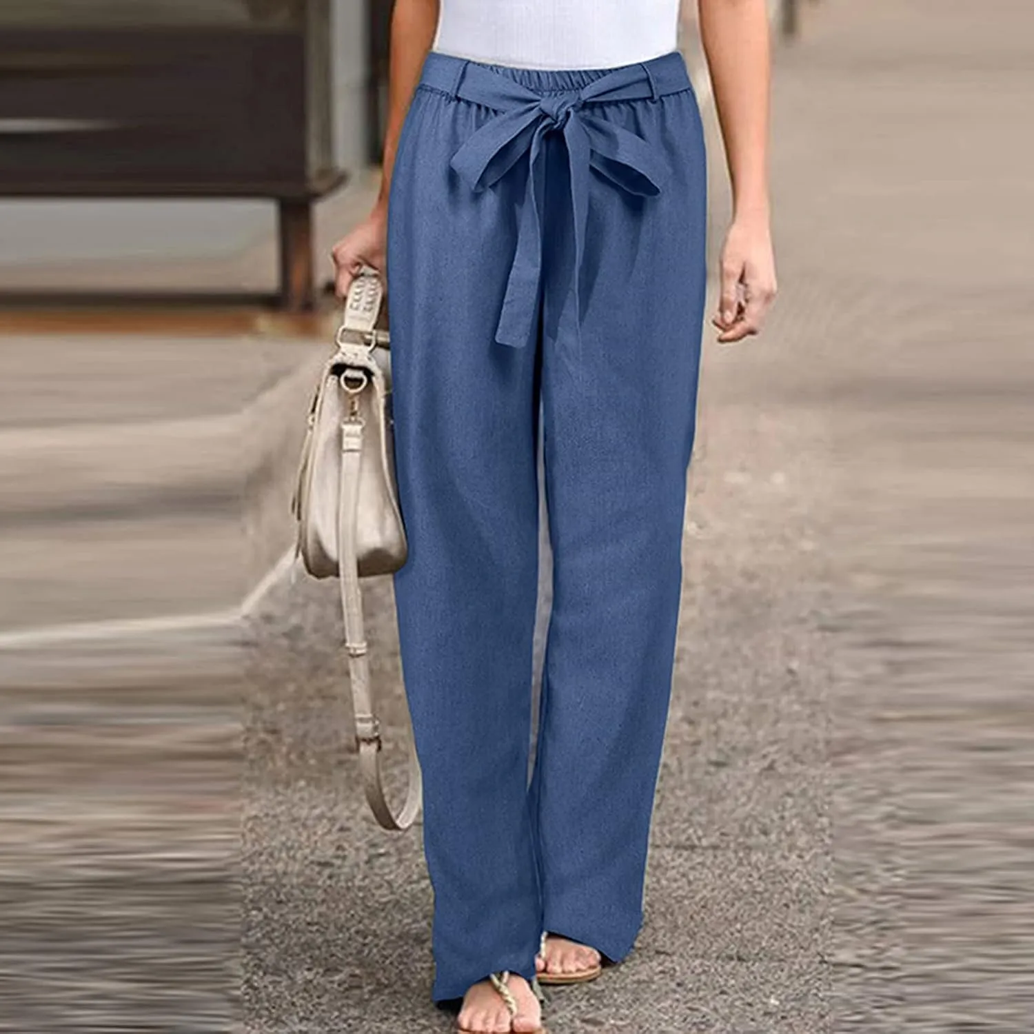 Wide Leg Pants for Women Plus Pants Trousers Size Tightness Casual Plus Size Pants Flowy Pants Striped Pants Women