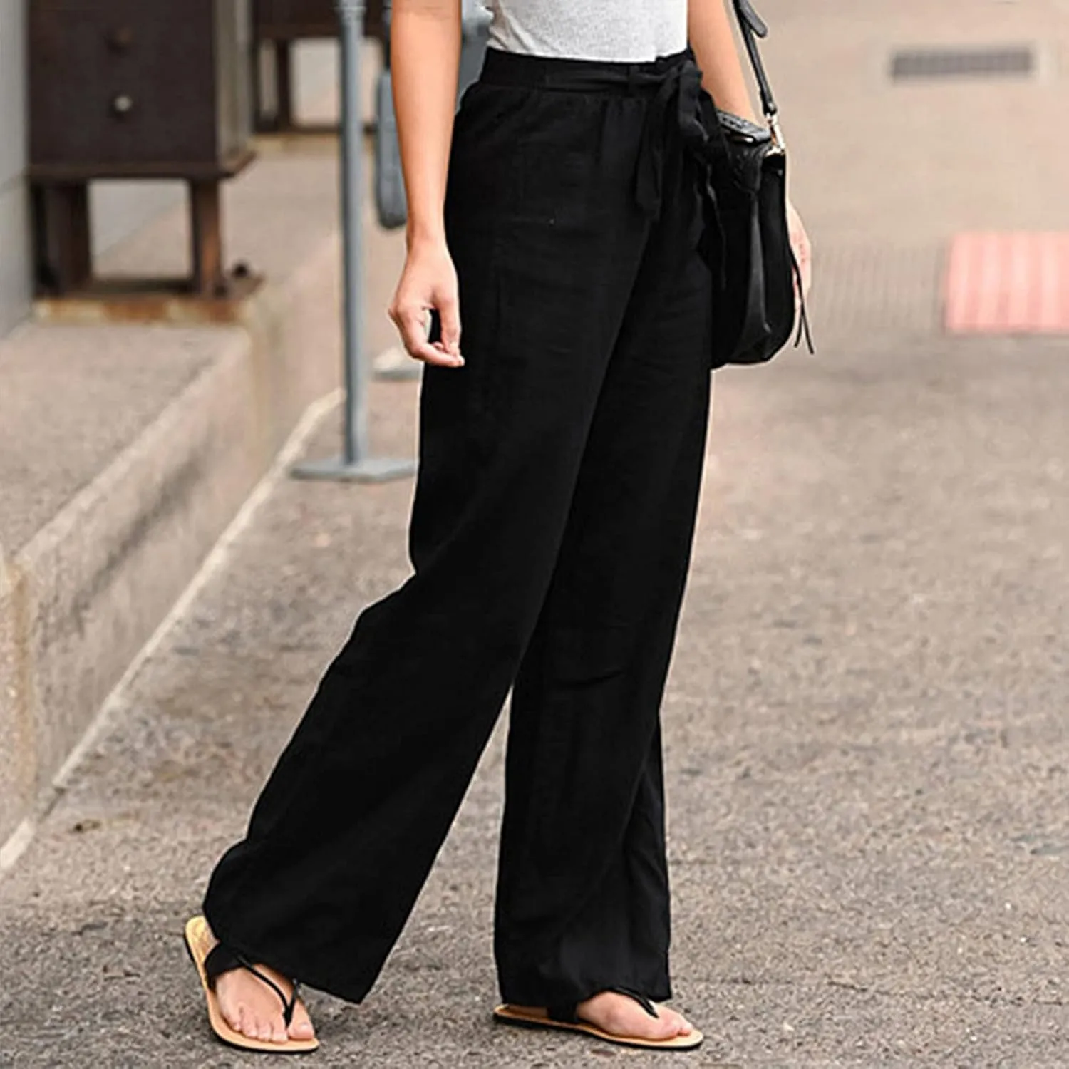 Wide Leg Pants for Women Plus Pants Trousers Size Tightness Casual Plus Size Pants Flowy Pants Striped Pants Women